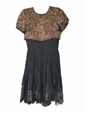 Dolce & Gabbana Black Lace and Nude Illusion Midi Dress
